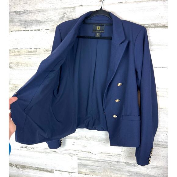 House of Harlow Women’s Large Navy Oversized Lightweight Blazer Gold Button - Picture 3 of 6